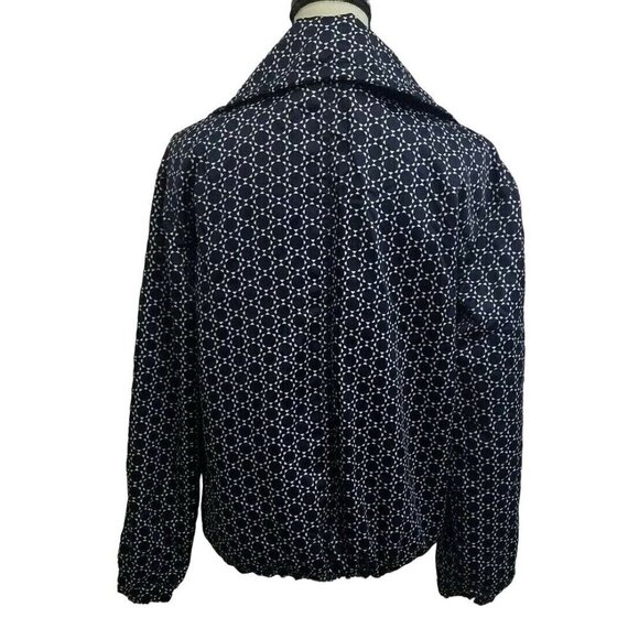 Bianca Nygard Weekend Womens Jacket Size 6 Blue Silver Snap Front Geometric - Picture 8 of 12